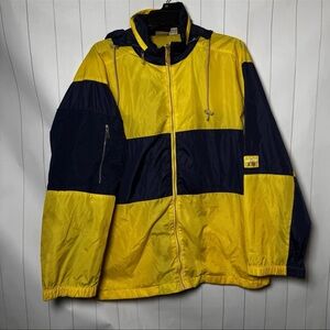 VTG Actra Retro Nautical Nylon Windbreaker Sporty Jacket Yellow Colorblock Large